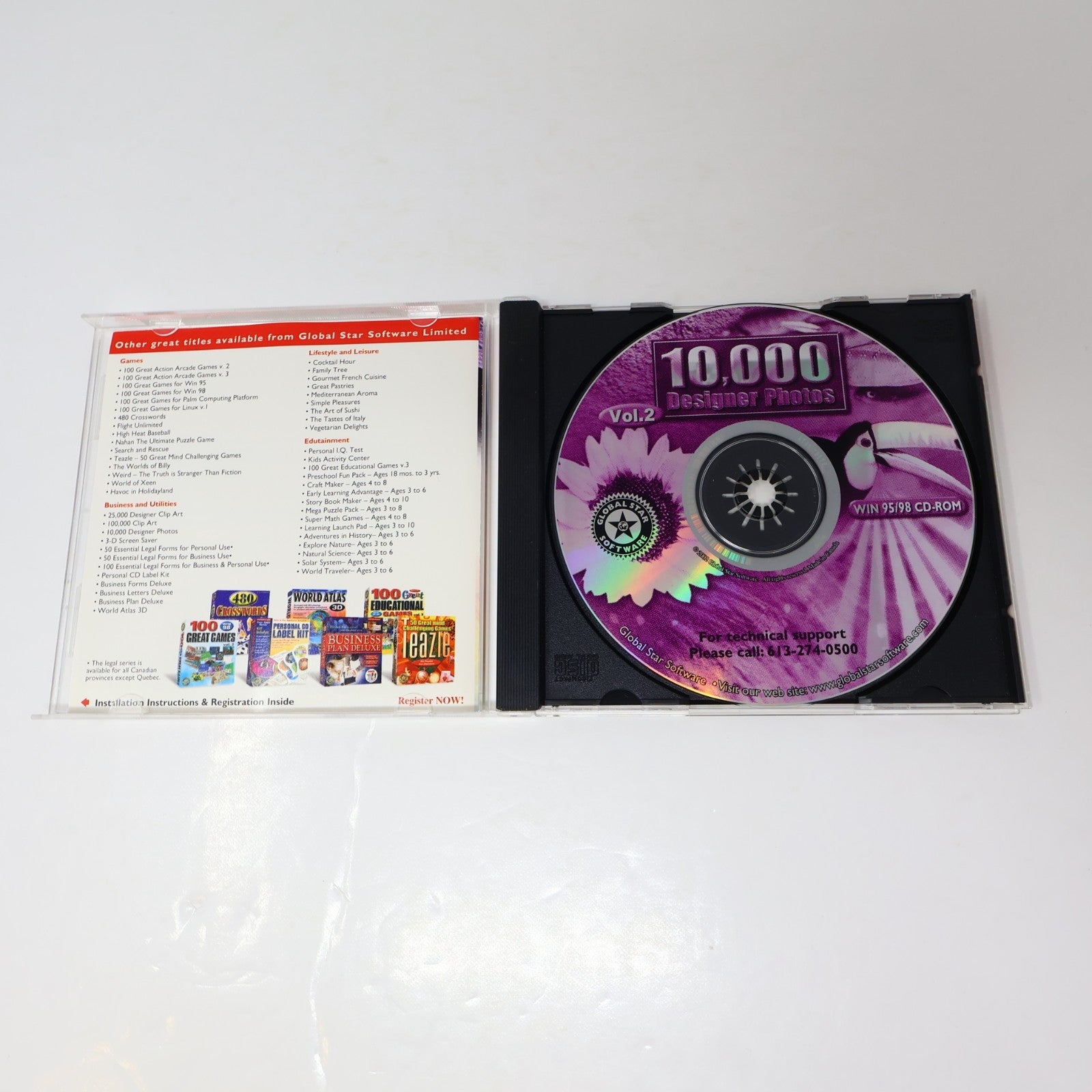 10,000 Designer Photos #1-2 CD-Rom Lot For Windows 95/98 Animals/Birds/Nature