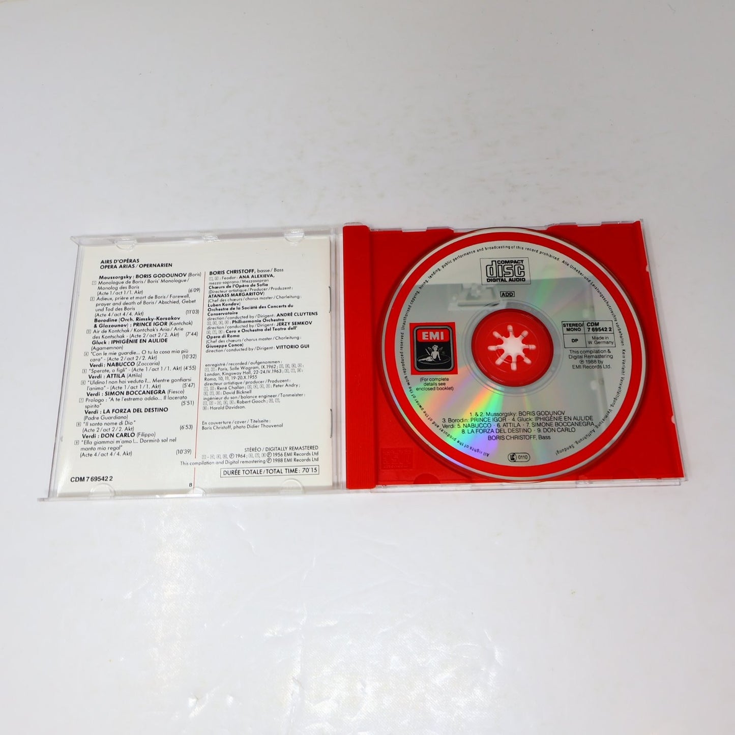 Boris Christoff Opera Arias/Airs d'Opéra CD 1988 Digital Remastered Classical