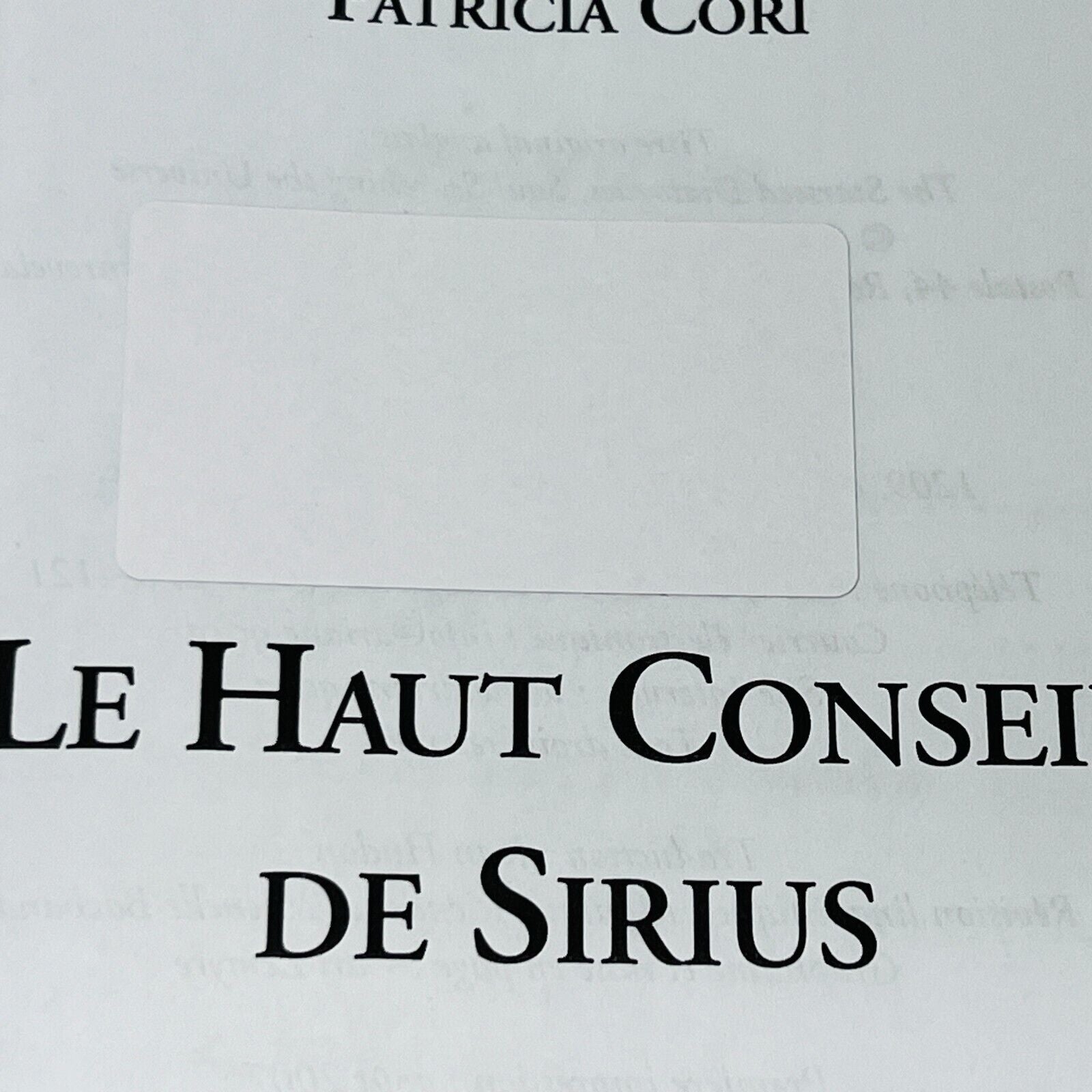 2007 Le Haut Conseil de Sirius de Patricia Cori Ariane Français/French Paperback