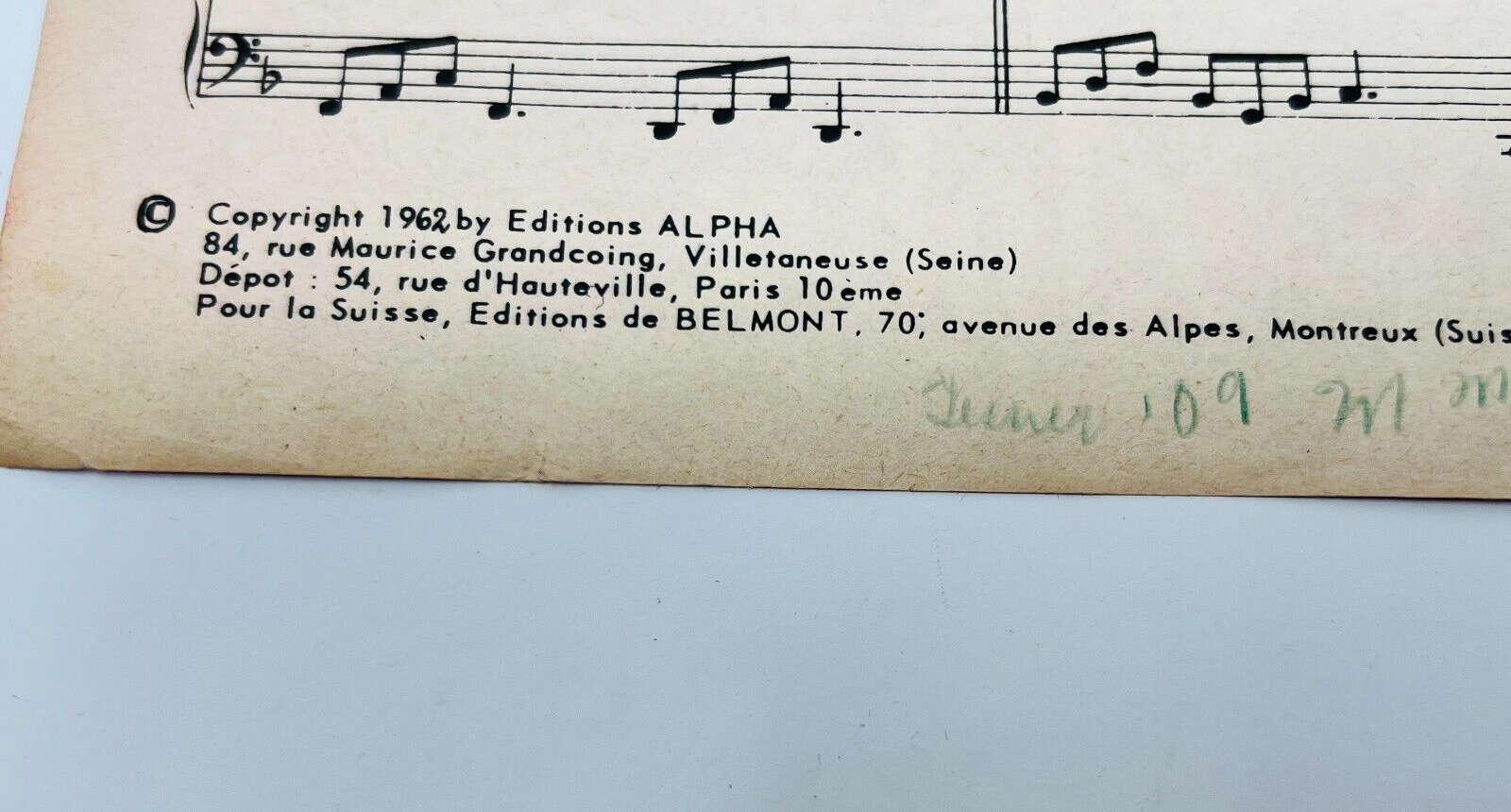 1962 Tous les Garçons et les Filles Françoise Hardy/Samyn Partition Sheet Music