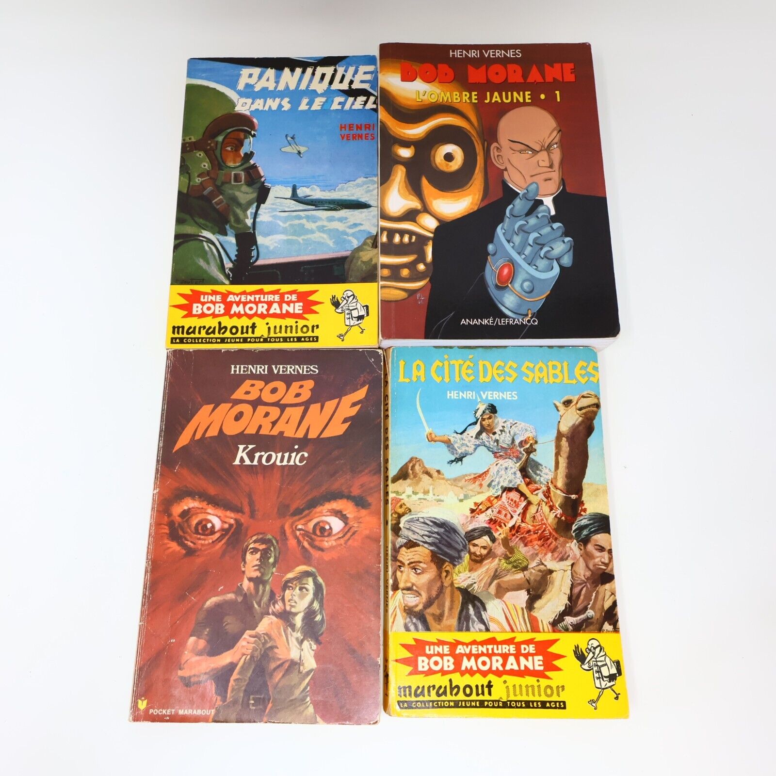 Lot 4 Livres Bob Morane Henri Vernes Marabout/Ananké Ombre Jaune Krouic French