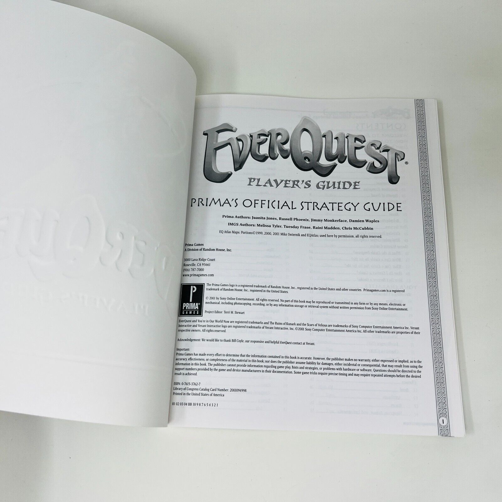 2001 EverQuest Original Player's Guide Prima's Strategy Guides Trade Paperback