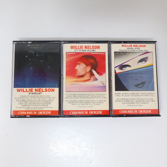 Willie Nelson 3 Cassettes Lot City Of New Orleans/Angel Eyes/Stardust