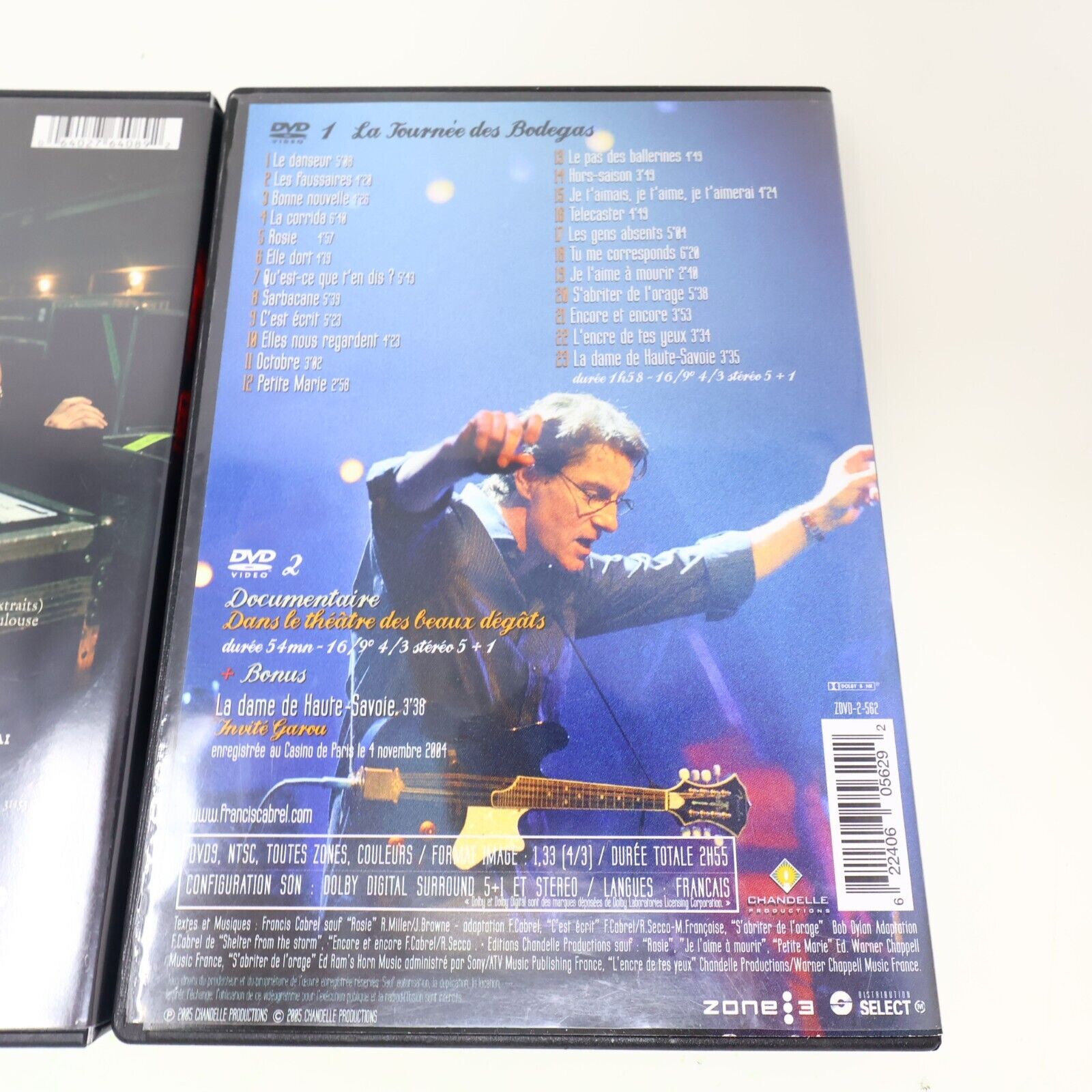 Francis Cabrel La Tournée des Roses et des Orties / Bodegas Lot 2 DVD NTSC Testé
