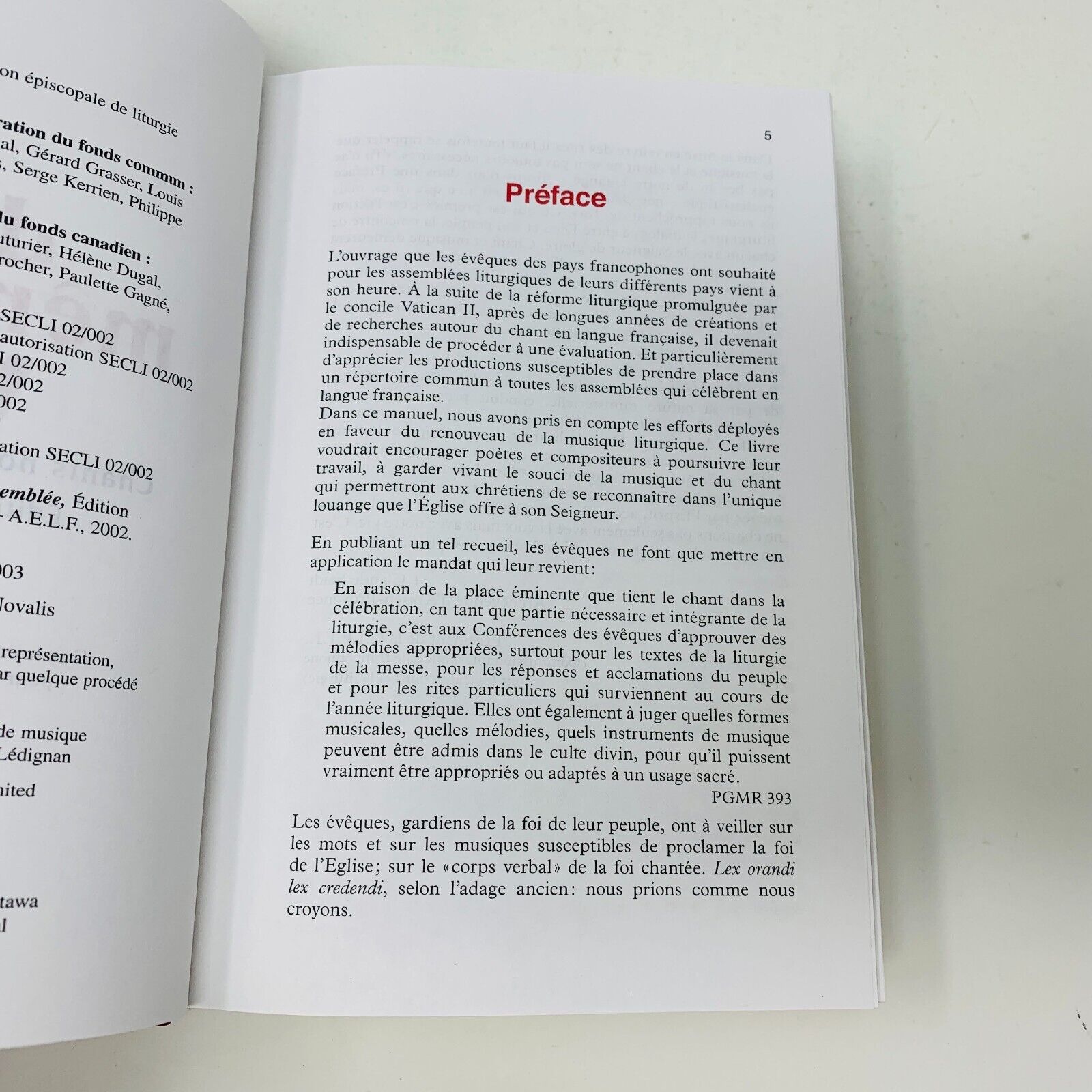 2003 D'une Même Voix Chants Notés de l'Assemblée Édition Canadienne CECC/Novalis