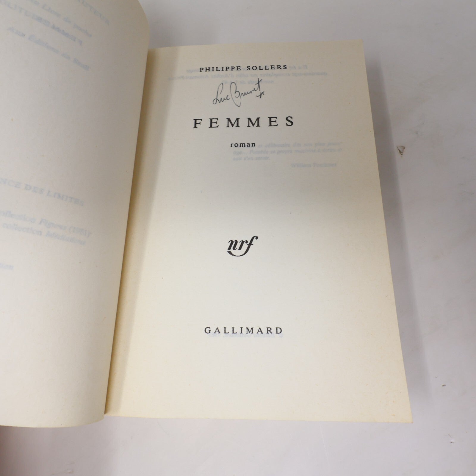 Philippe Sollers Lot 2 Livres Femmes/Le Parc Littérature Française Roman France