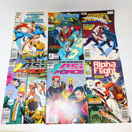 Lot of 9 Mixed Marvel Comics Psi Force Saint Sinner Sub-Mariner Deathlok 1989-93