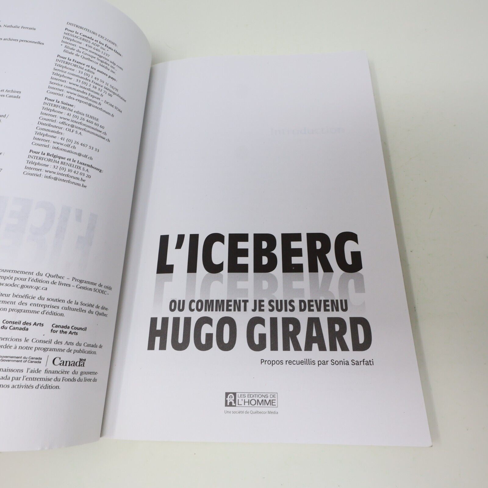 2018 L'Iceberg ou Comment Je Suis Devenu Hugo Girard Sonia Sarfati De L'homme PB