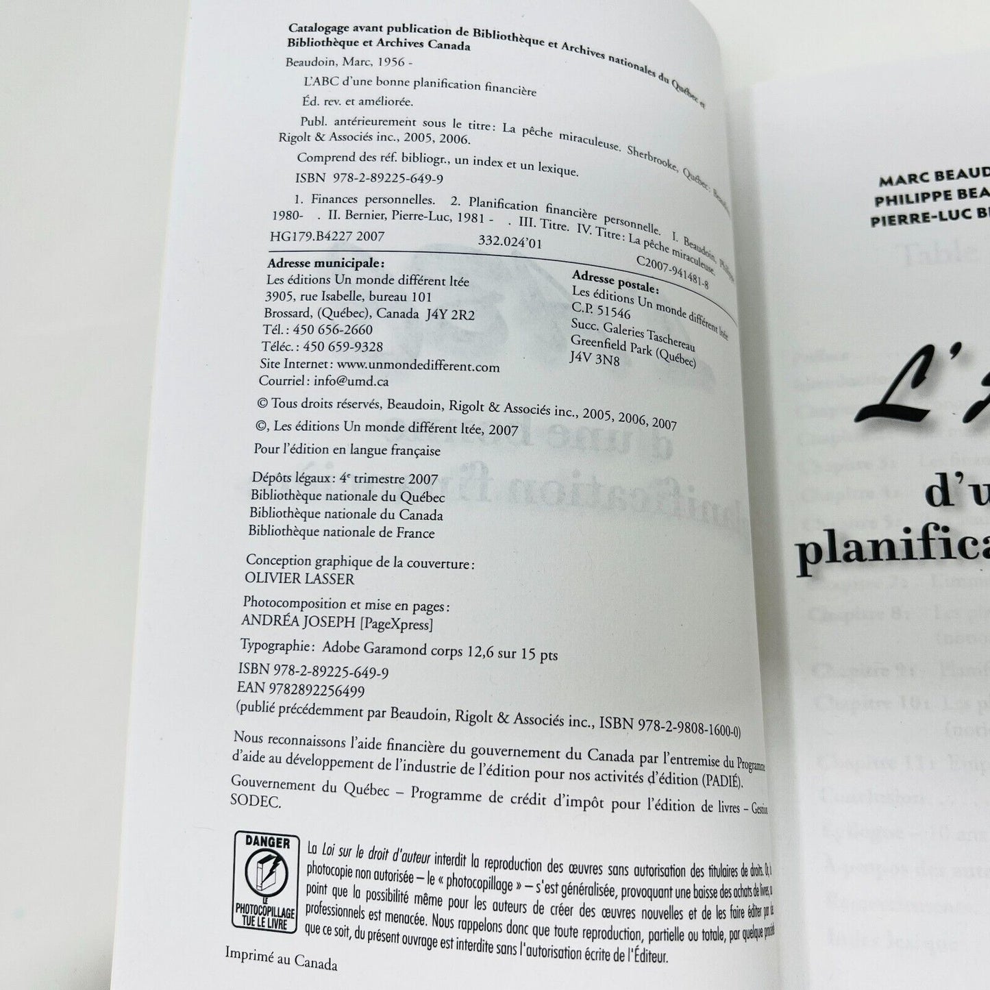 L'ABC d'une Bonne Planification Financière Beaudouin/Bernier Un Monde Différent