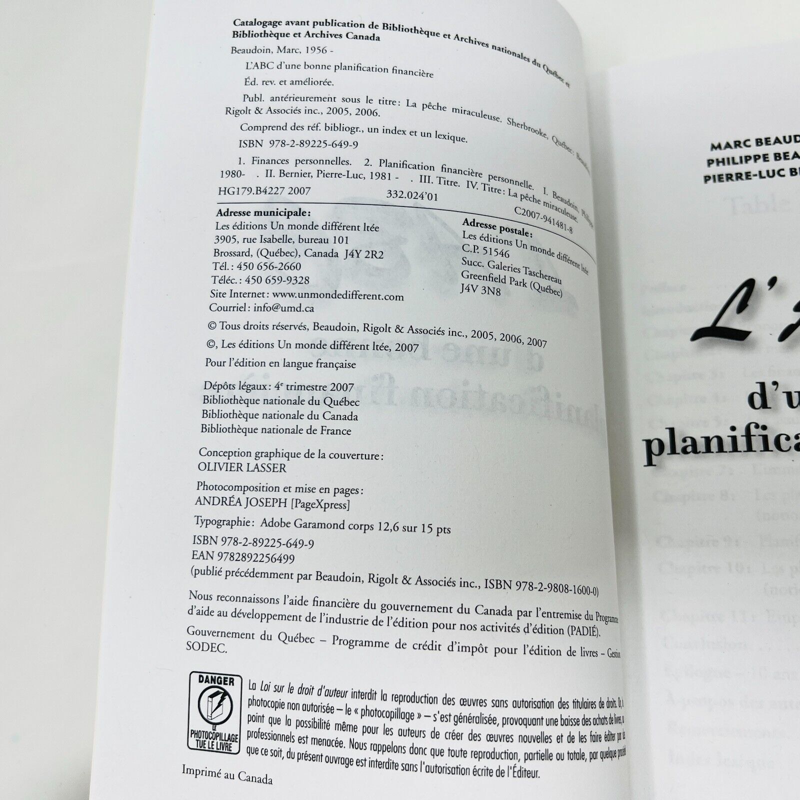 L'ABC d'une Bonne Planification Financière Beaudouin/Bernier Un Monde Différent
