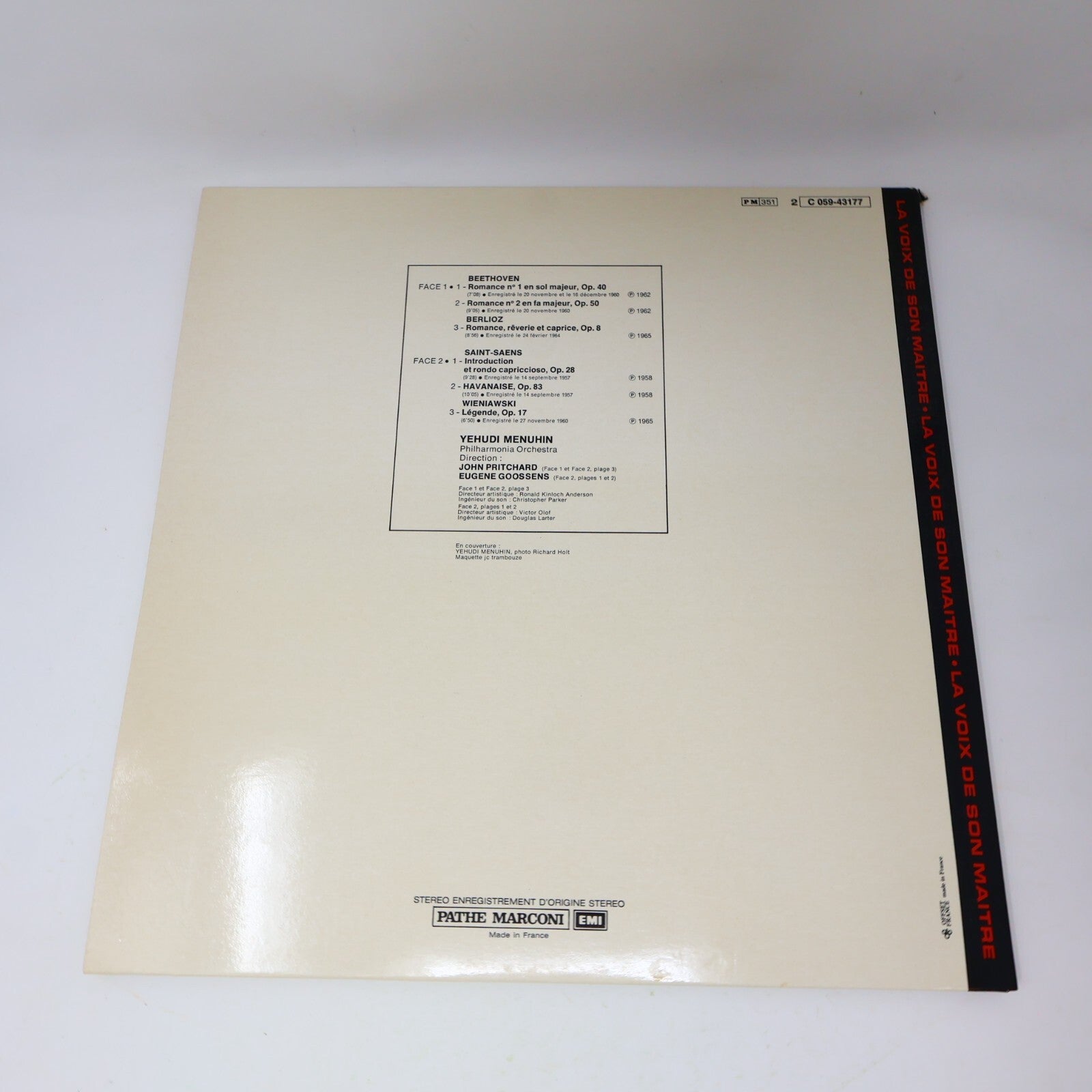 Yehudi Menuhin Eugene Goossens Pritchard Philharmonia Disque Record C 059-43177