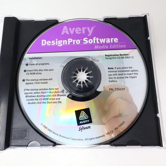 Avery DesignPro Software Media Edition Version 1.5 CD-Rom For Older Windows OS
