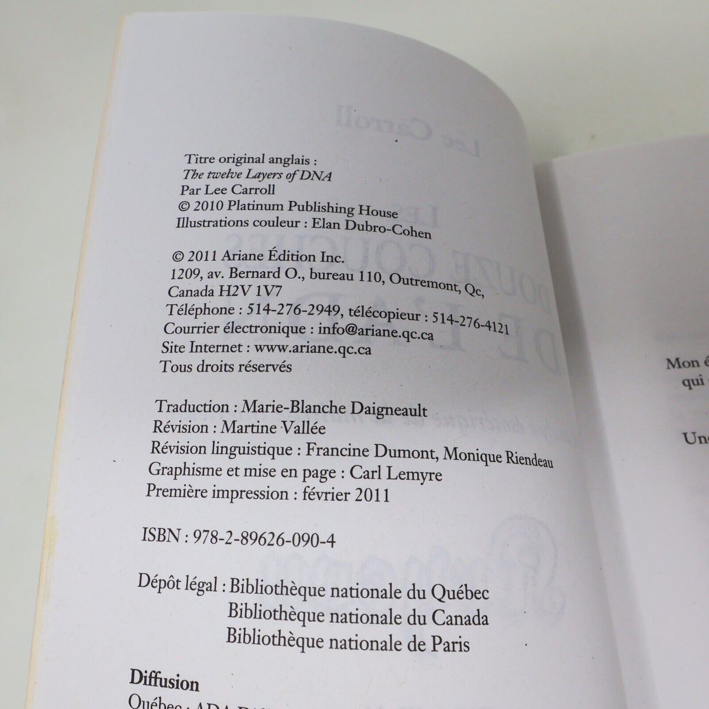 2011 Les Douze Couches de l'Adn Tome X Kryeon Ésotérisme Ariane Français Livre
