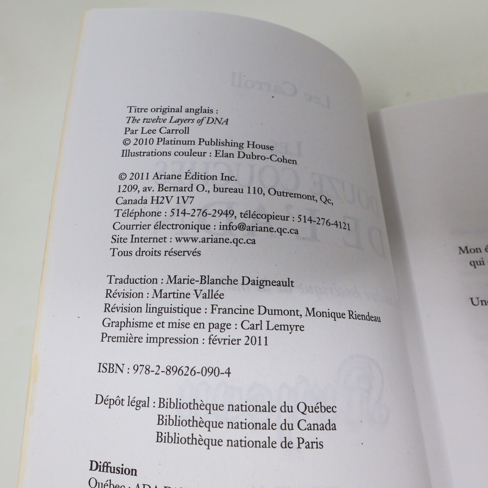 2011 Les Douze Couches de l'Adn Tome X Kryeon Ésotérisme Ariane Français Livre