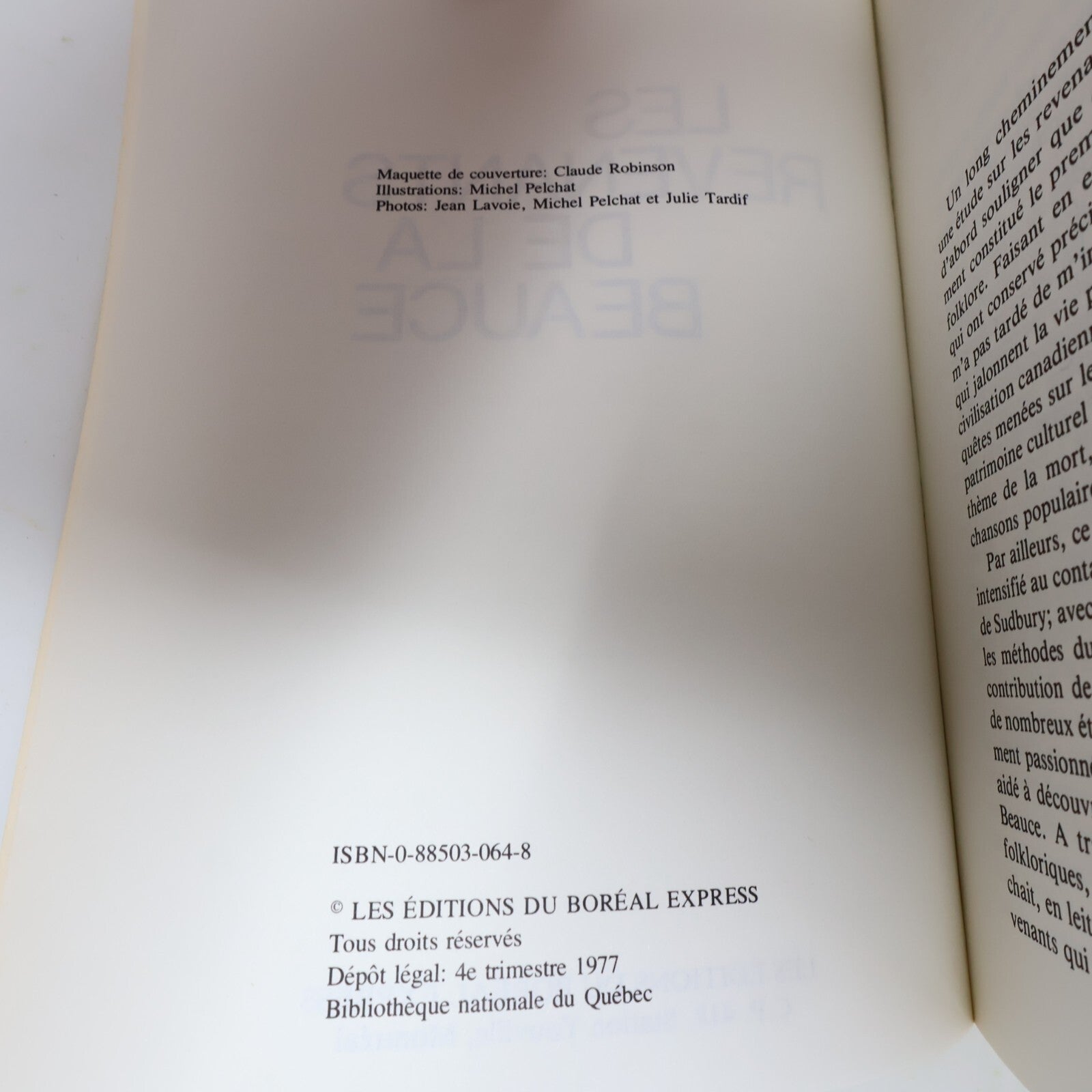 1978 Les Revenants de la Beauce Paul Jacob Boréal Québec Fantômes Folklore Livre