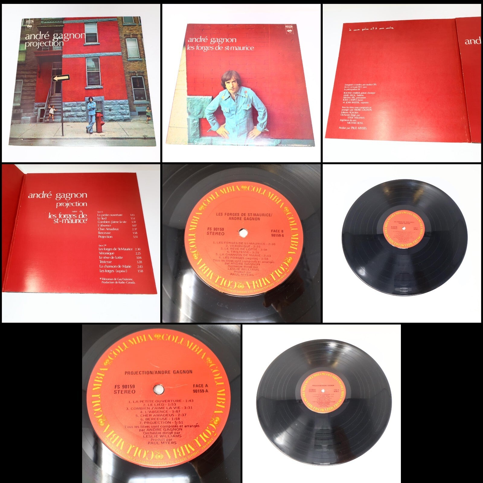 André Gagnon Lot 6 Disques Neiges/Projection/Saint-Laurent/Encore/Saga Record LP