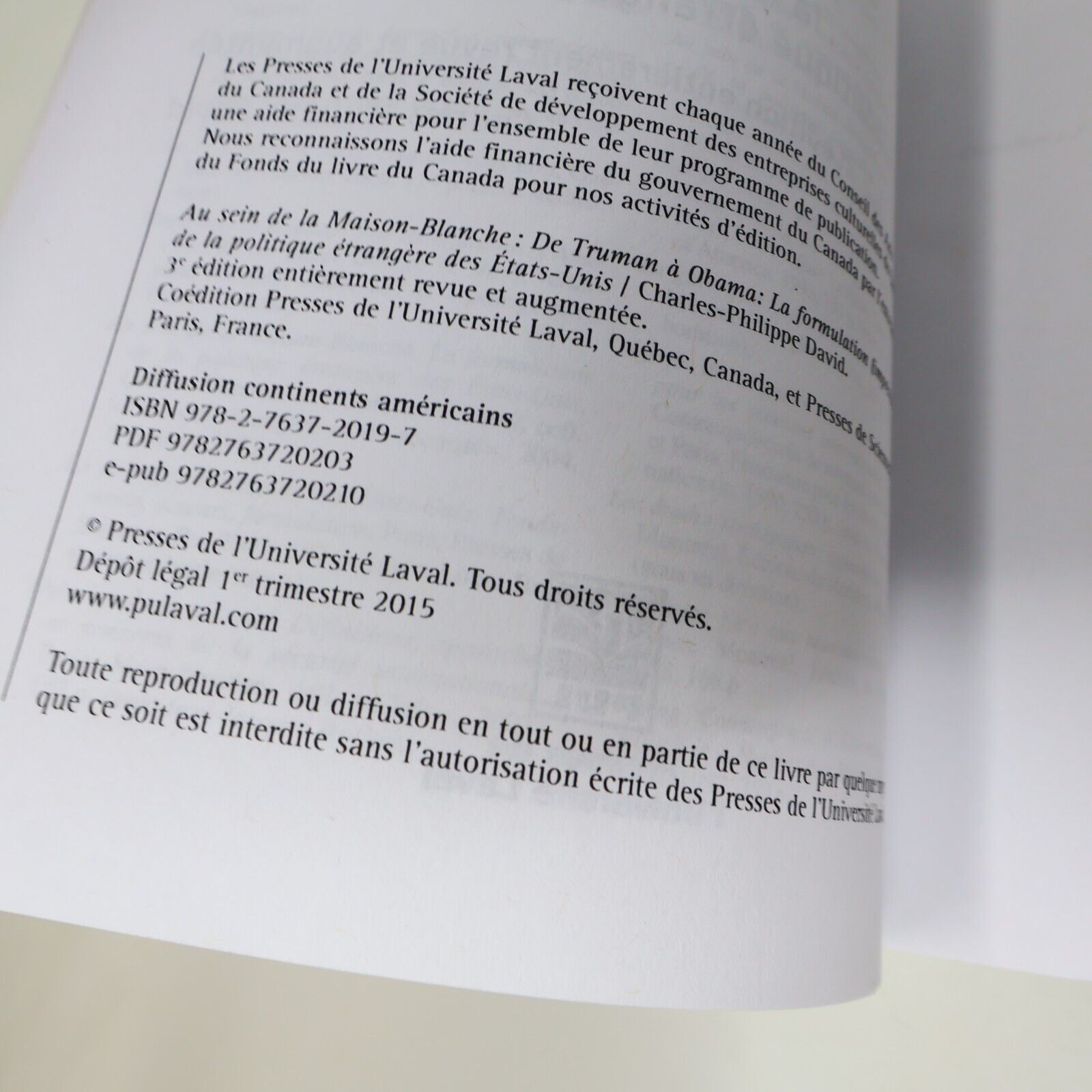 2015 Au Sein de la Maison-Blanche de Truman à Obama Charles-Philippe David Usa
