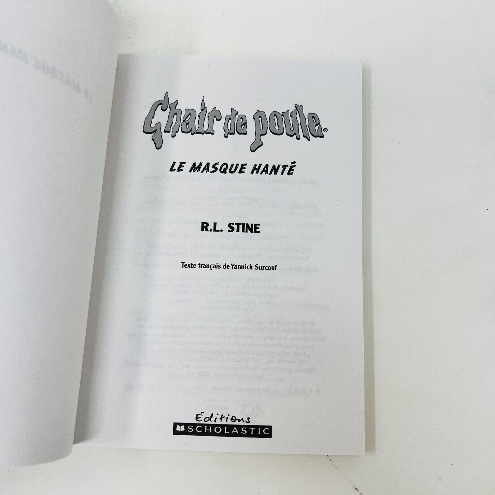 4x Chair de Poule Lot Goosebumps in French/Français R.L. Stine Le Masque Hanté