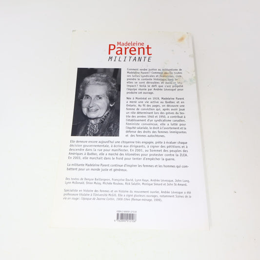 Livre Signé Madeleine Parent Militante Andrée Lévesque 2003 Remue-ménage Société