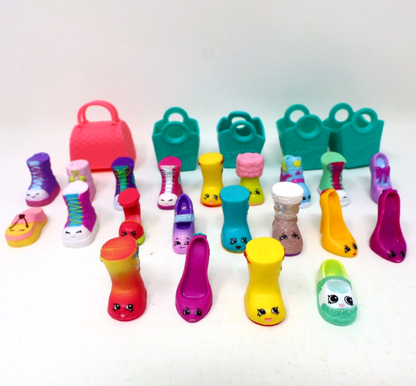 Lot of 21 Shopkins Figures Toys Mixed Boots Shoes High Heels Baskets Moose