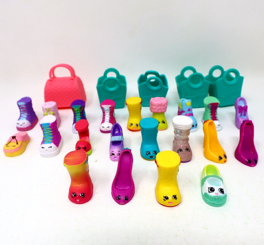 Lot of 21 Shopkins Figures Toys Mixed Boots Shoes High Heels Baskets Moose