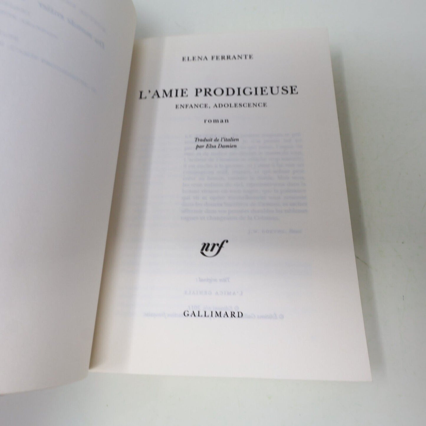 2014 L'Amie Prodigieuse Elena Ferrante Gallimard Français Paperback Italie Livre