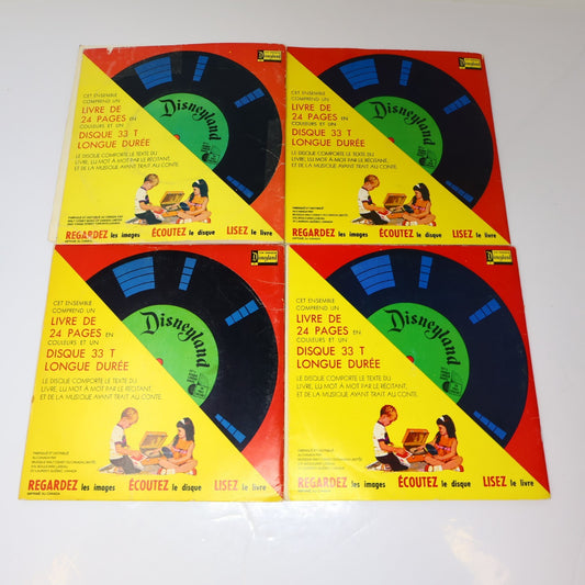 Disney Disneyland Lot 4 Livre Disque 7" Fantasia/Peter/Tuf-Tuf/Blanche Neige 70s