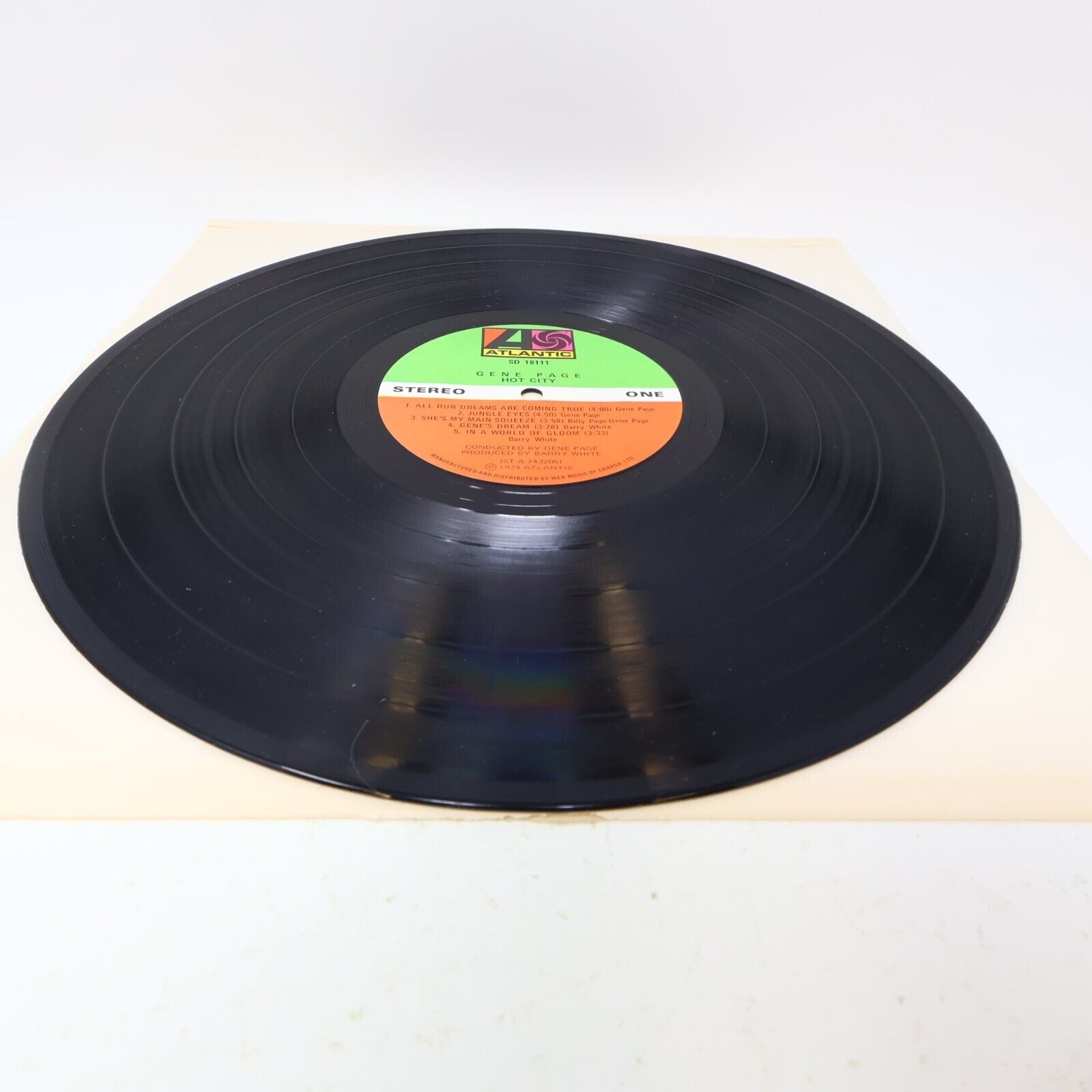 Gene Page Hot City LP Record Vinyl 1974 Atlantic SD 18111 	Canada Satin Soul 70s