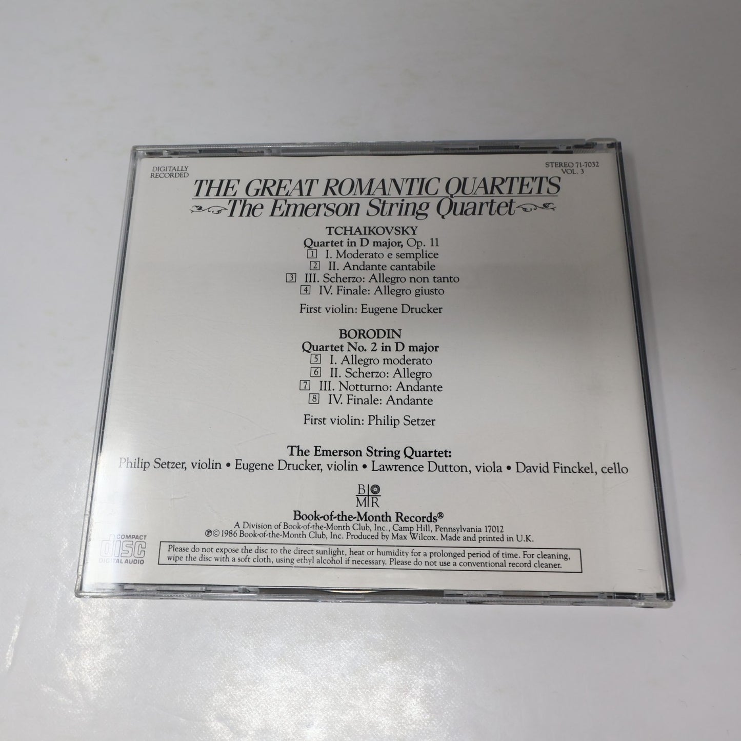 The Great Romantic Quartets #2-3-4 Book of The Month BMR 3 CD Lot Shumann/Brahms