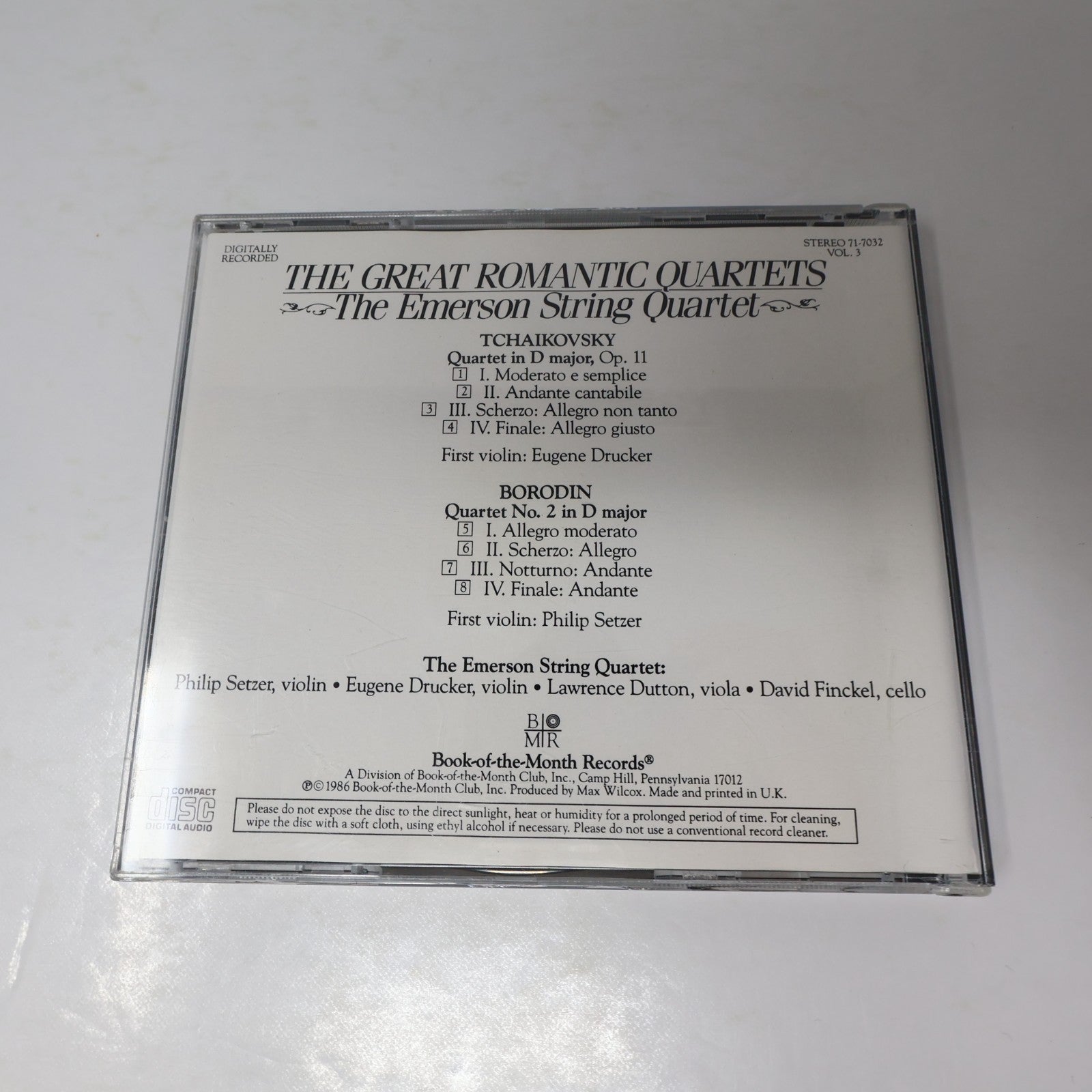 The Great Romantic Quartets #2-3-4 Book of The Month BMR 3 CD Lot Shumann/Brahms