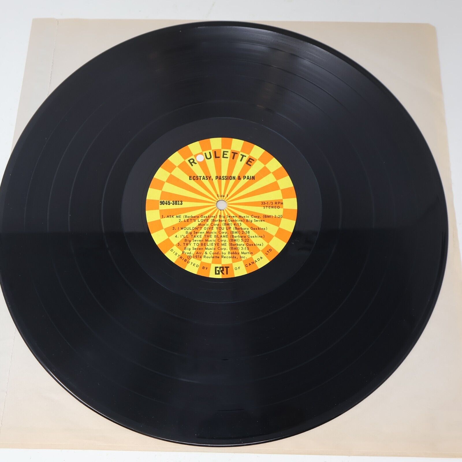 Ecstasy, Passion & Pain Self Titled LP Record Vinyl 1974 Roulette 9045-3013 Funk