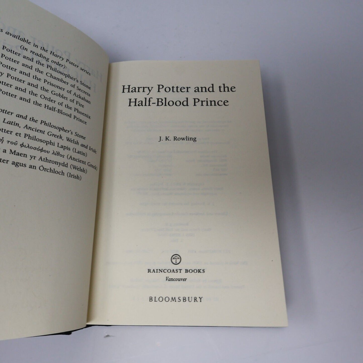 2005 Harry Potter and the Half-Blood Prince by J. K. Rowling Fantasy Black Cover