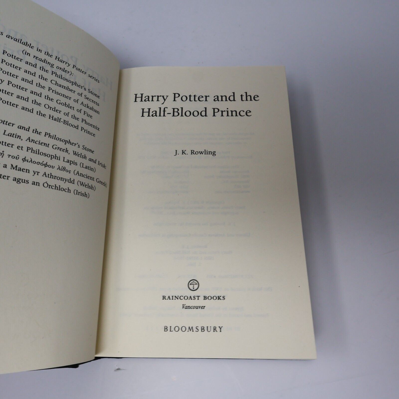 2005 Harry Potter and the Half-Blood Prince by J. K. Rowling Fantasy Black Cover