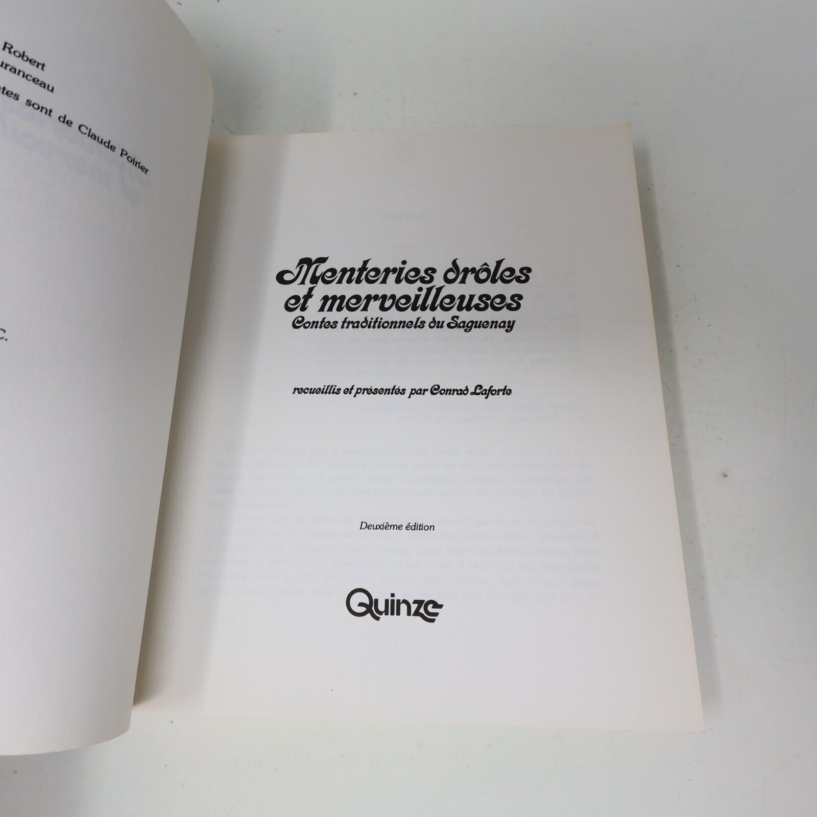 1980 Menteries Drôles et Merveilleuses Contes Traditionnels du Saguenay Quinze