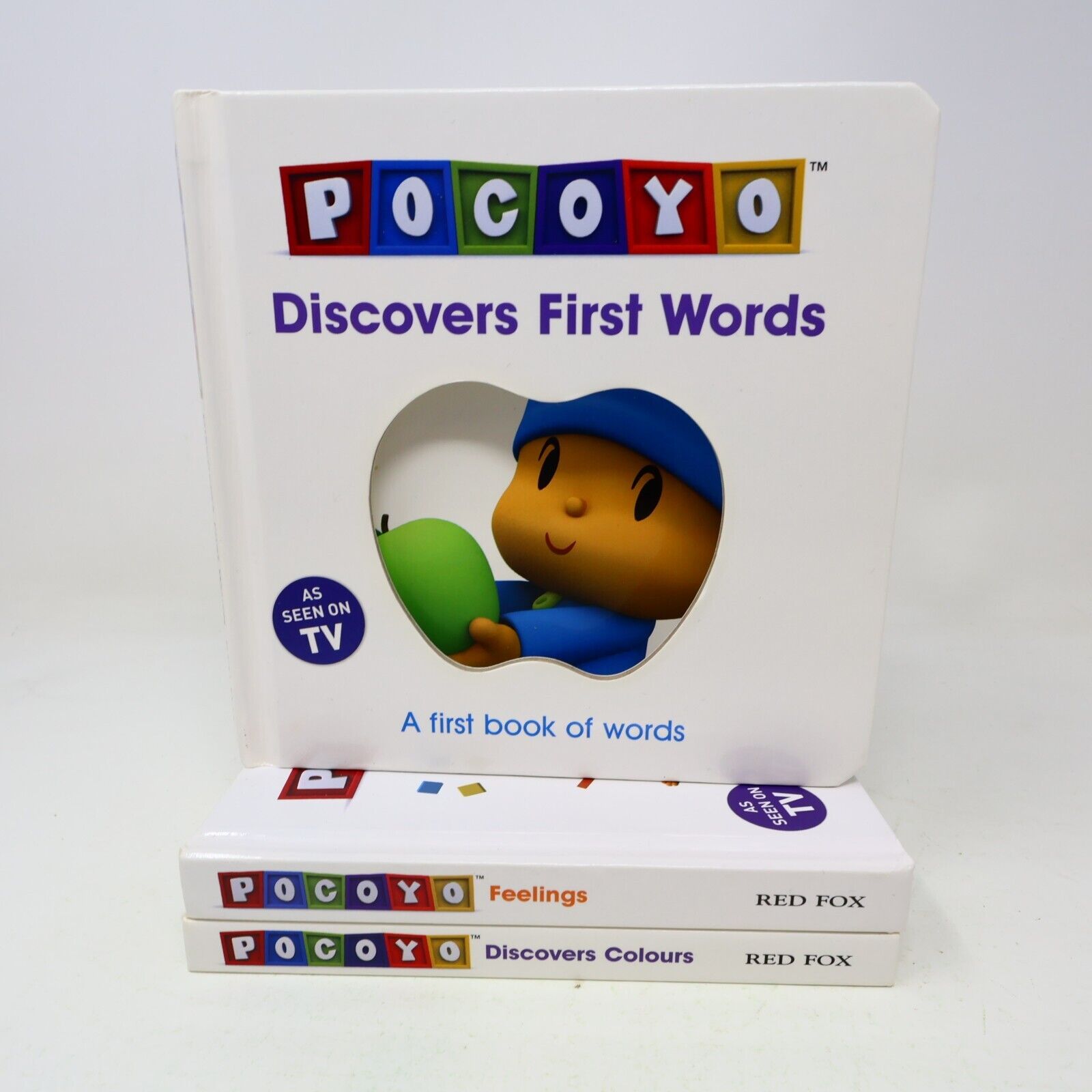 Pocoyo Lot 3 Books Young Children Feelings Colors First Words Red Fox Hardcover