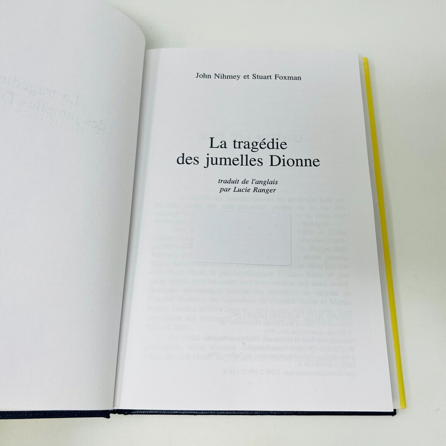 1994 La Tragédie des Jumelles Dionne Québec Loisirs de Nihmey/Foxman HC Français