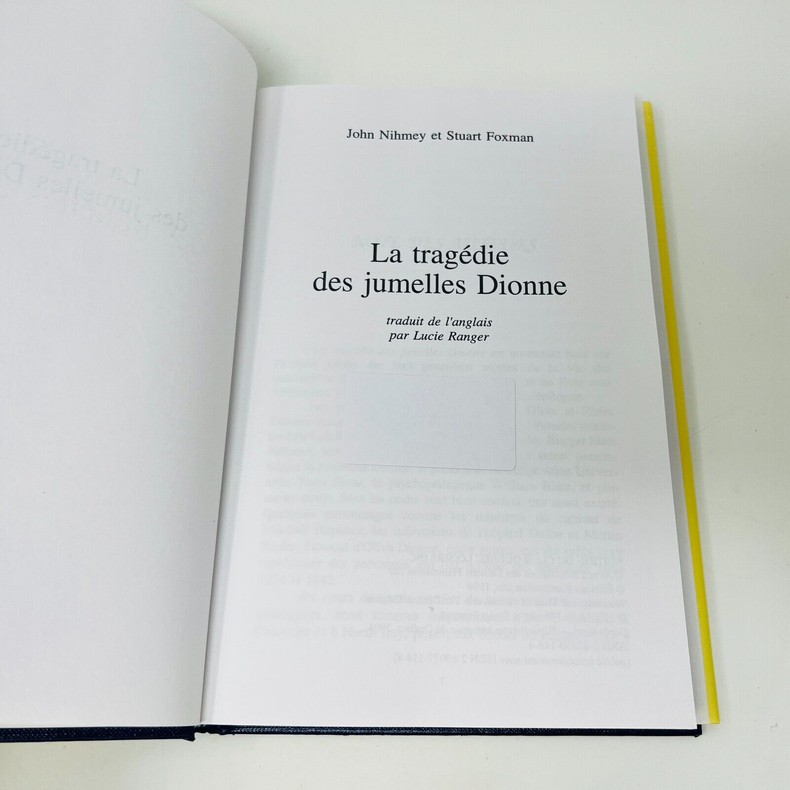 1994 La Tragédie des Jumelles Dionne Québec Loisirs de Nihmey/Foxman HC Français