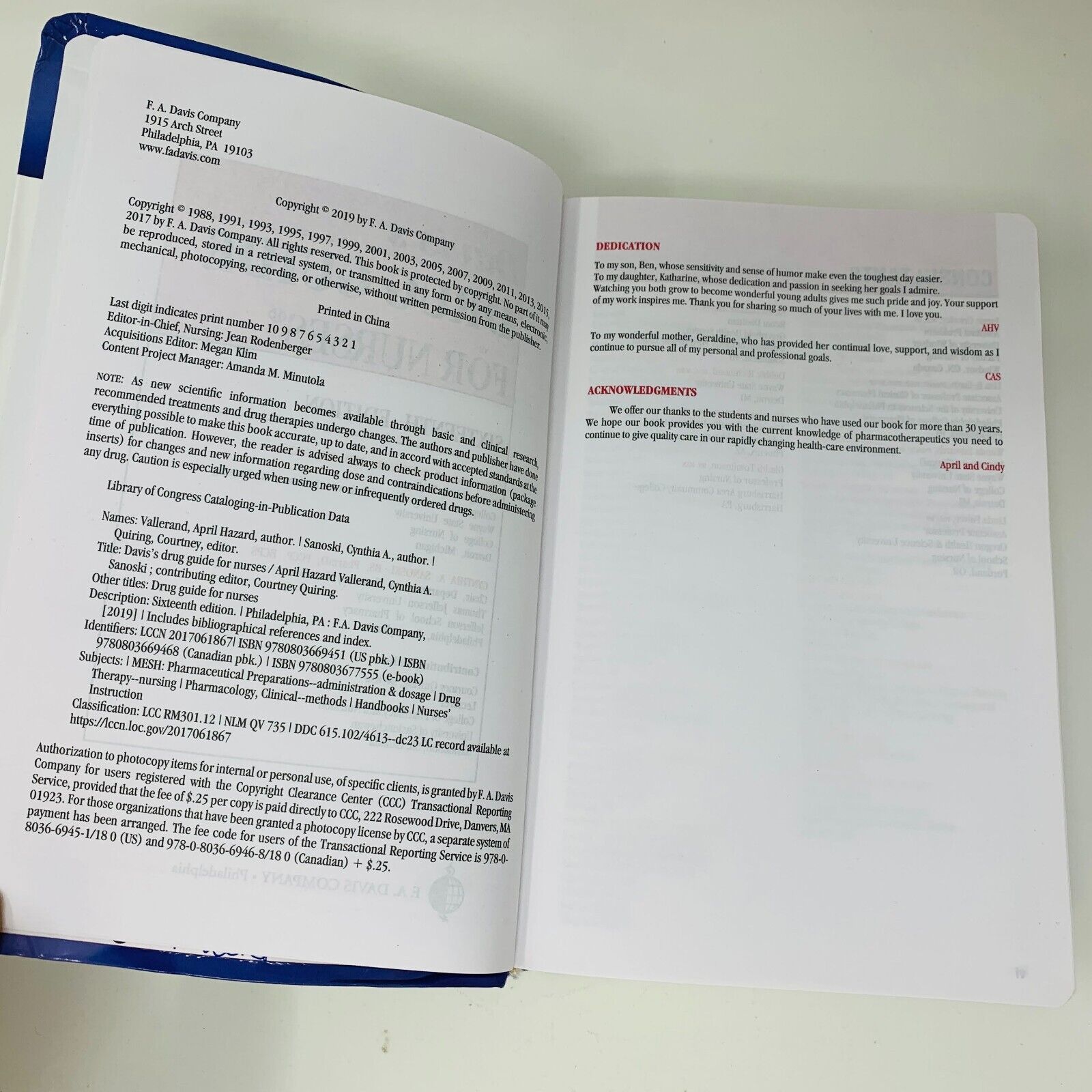2019 Davis's Canadian Drug Guide for Nurses Sixteenth Edition Vallerand Sanoski