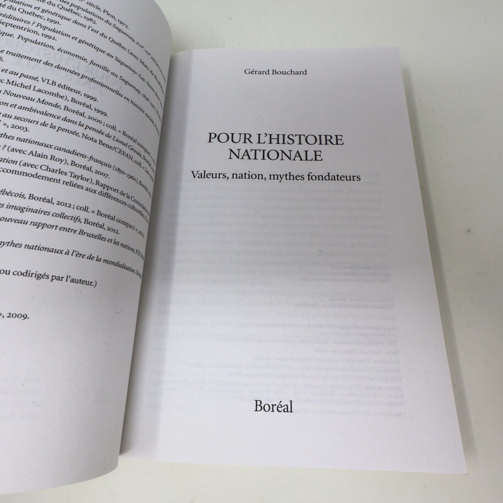 2023 Pour l'Histoire Nationale Valeurs Nation Mythes Fondateurs Gérard Bouchard