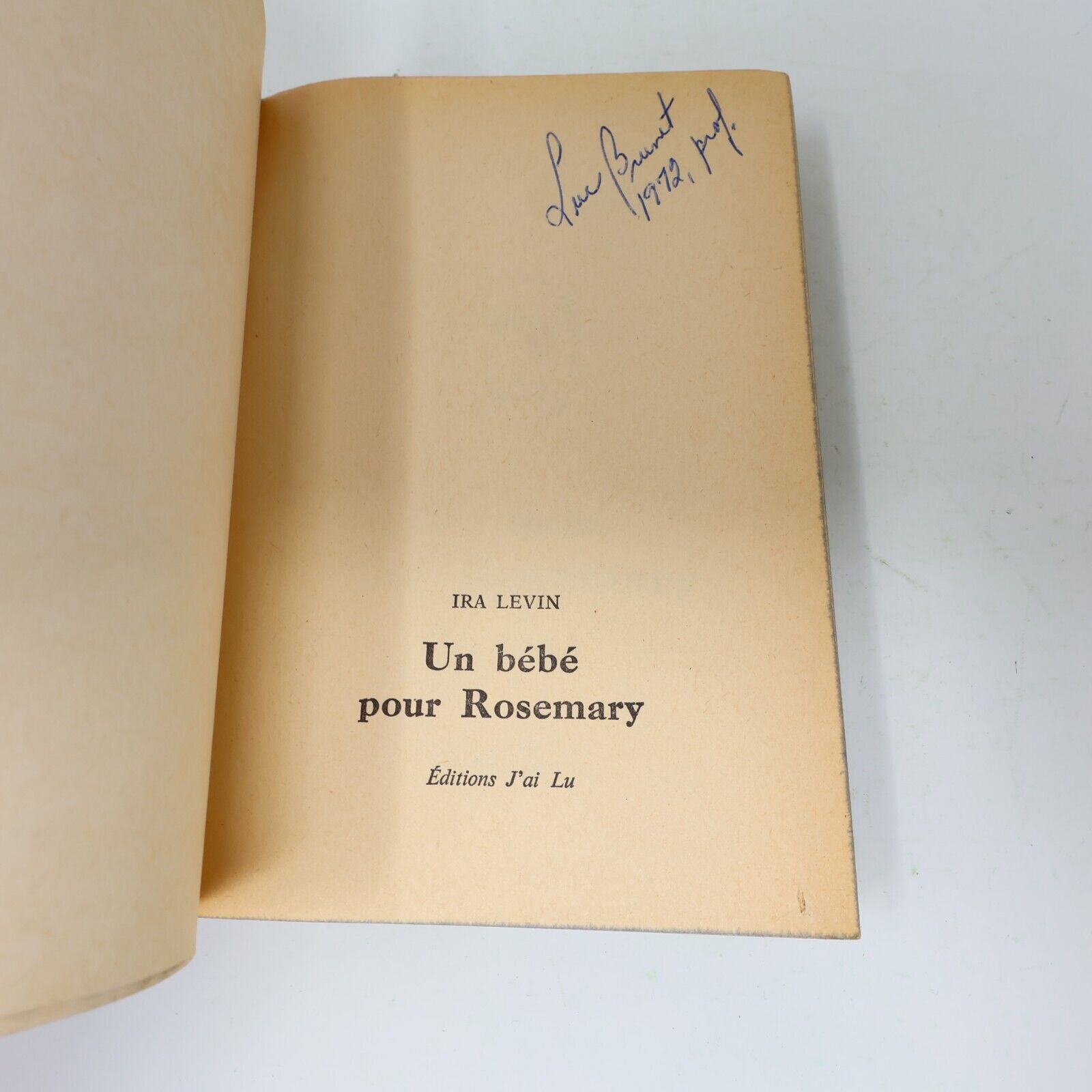 1972 Un Bébé pour Rosemary Ira Levin Horreur Thriller J'ai Lu Français Paperback
