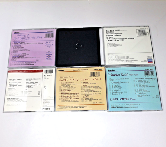 Ravel 6 CD Lot Louis Lortie/Charles Dutoit/André Prévin Piano Music #1-2/Bolero
