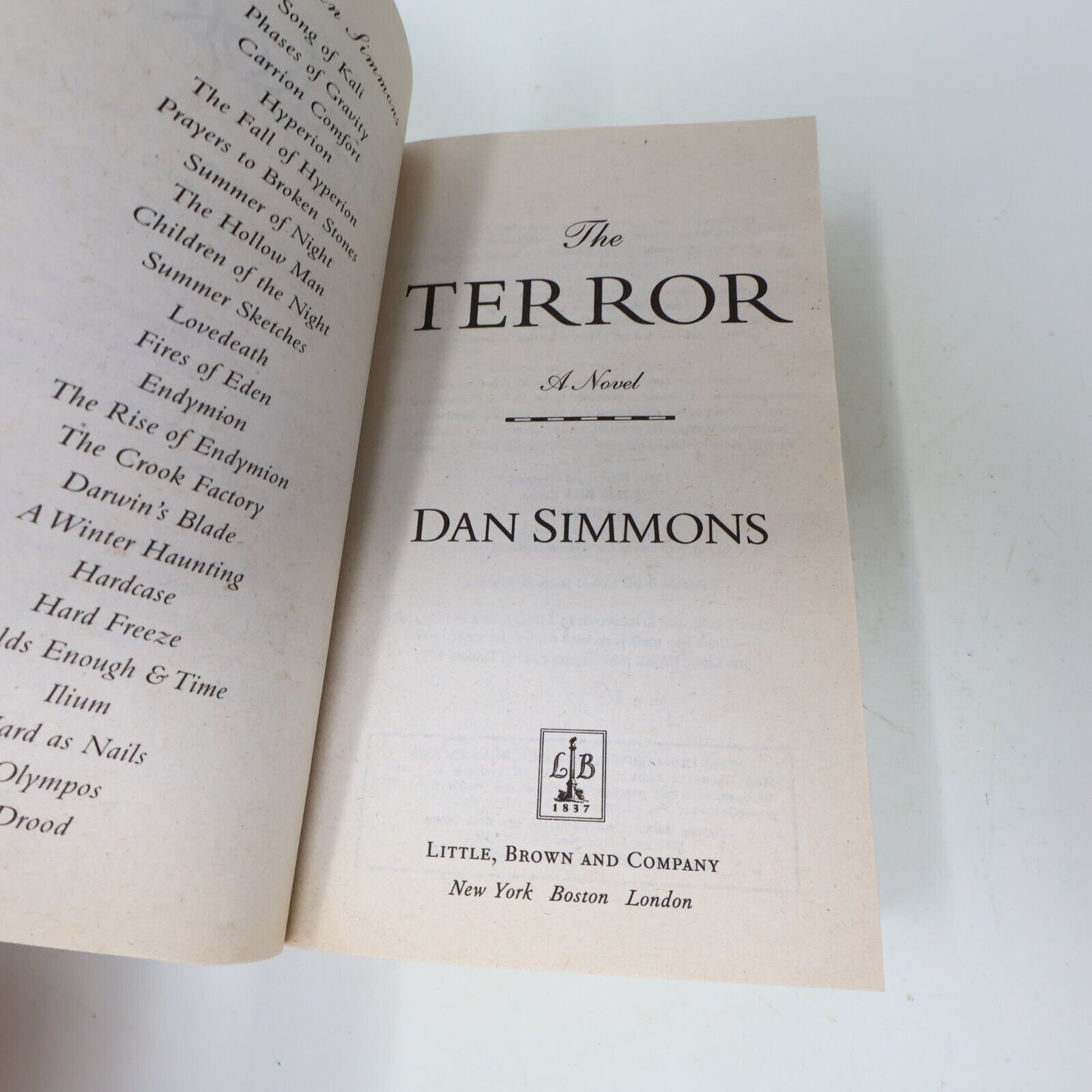 2009 The Terror Dan Simmons Horror Thriller Historical Fiction 1st Print Book PB