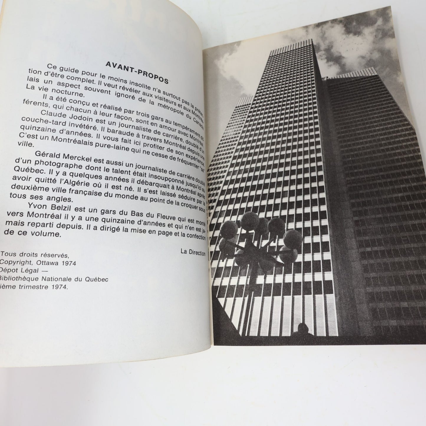 1974 Montréal Insolite un Guide pour les Oiseaux de Nuit Jodoin/Merckel Tourisme