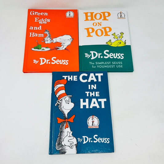 3x Dr. Seuss Green Eggs and Ham Hop on Pop Cat in the Hat Lot Books Hardcover HC