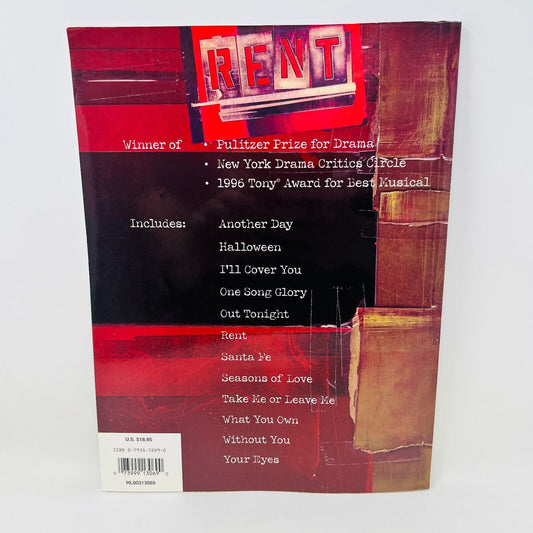 Rent Vocal Selections Songbook Sheet Music Piano Vocal Guitar PB Hal Leonard