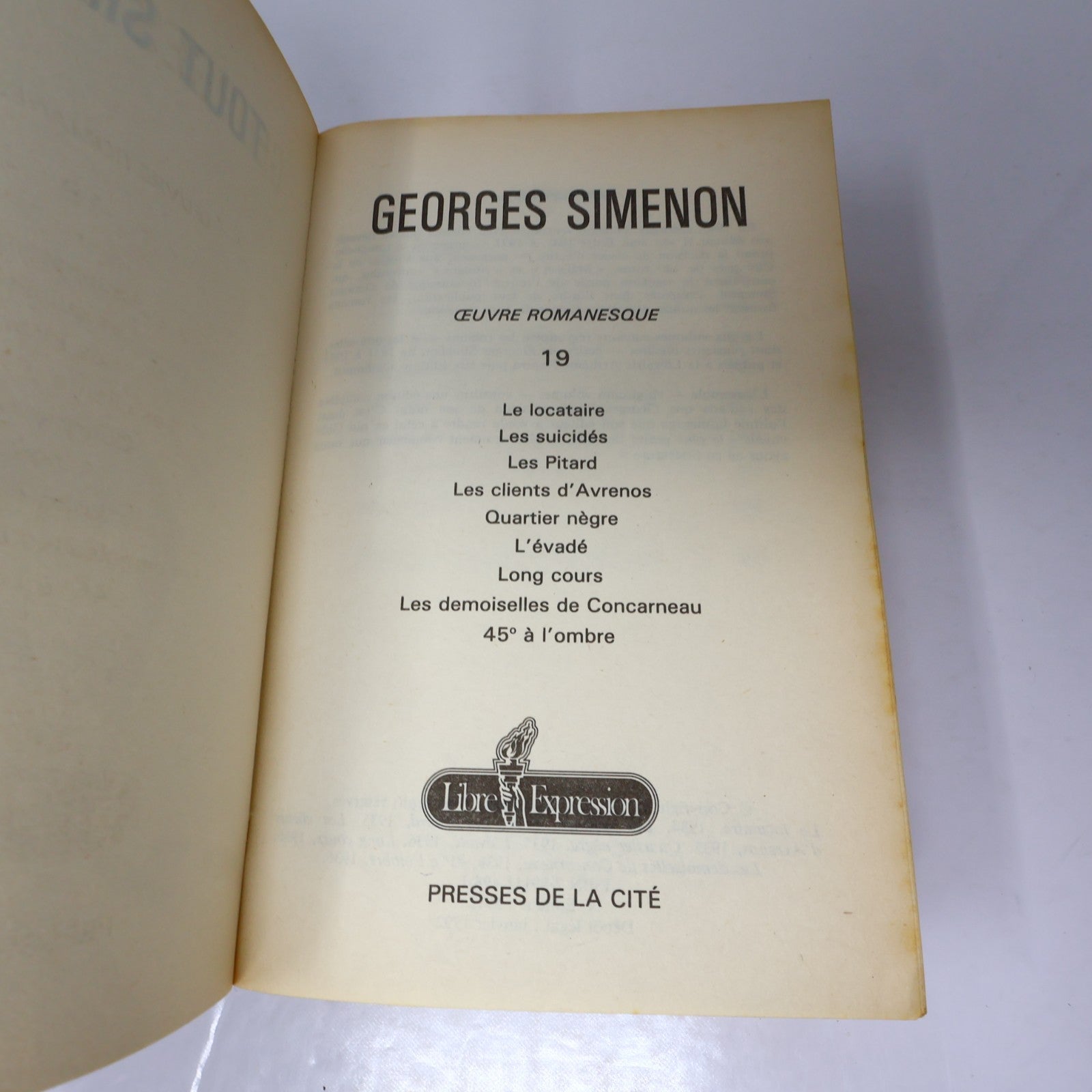Tout Simenon #19 Georges Simenon Libre Expression Omnibus Littérature Française