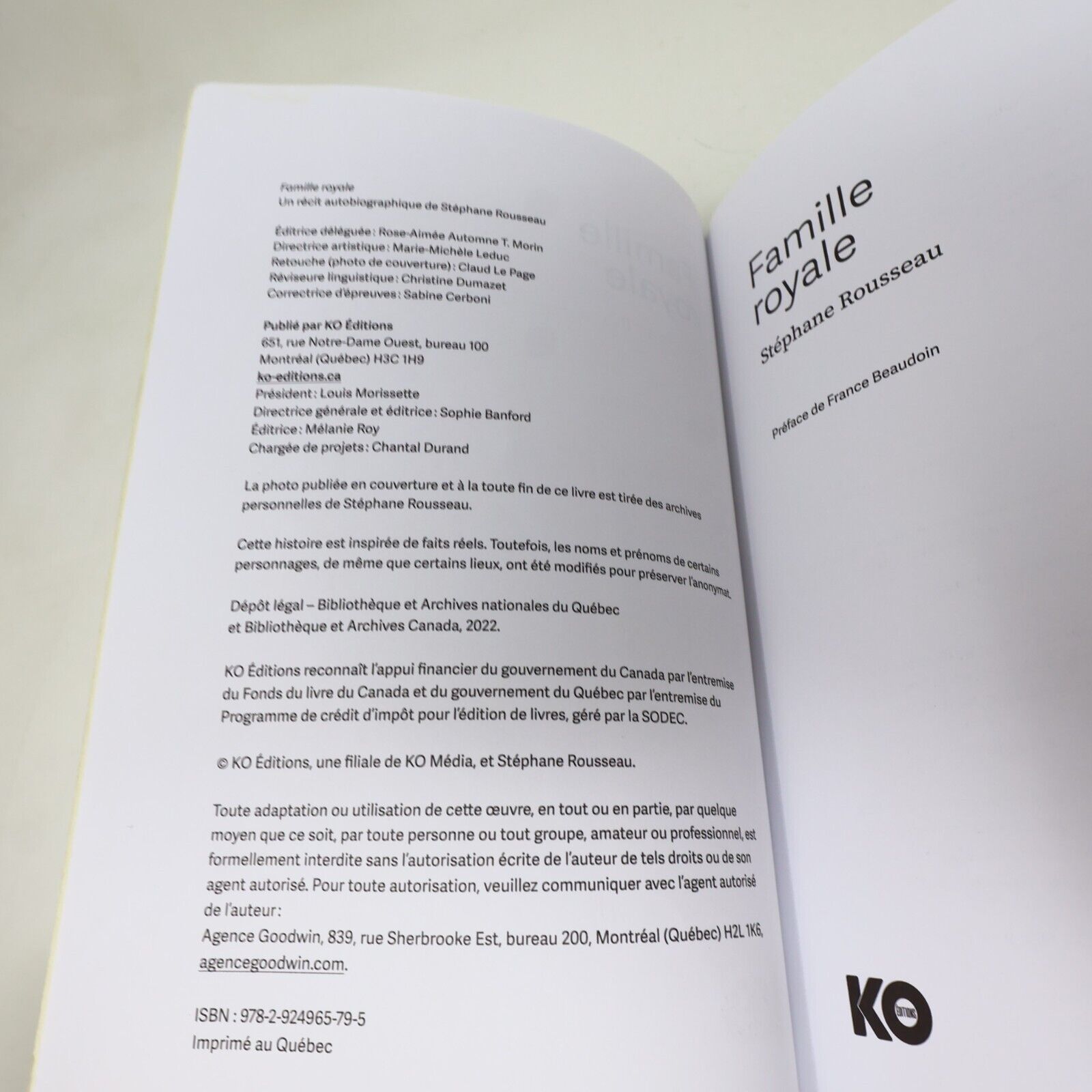 2022 Famille Royale Stéphane Rousseau Biographie Québec Humour Ko Editions Livre