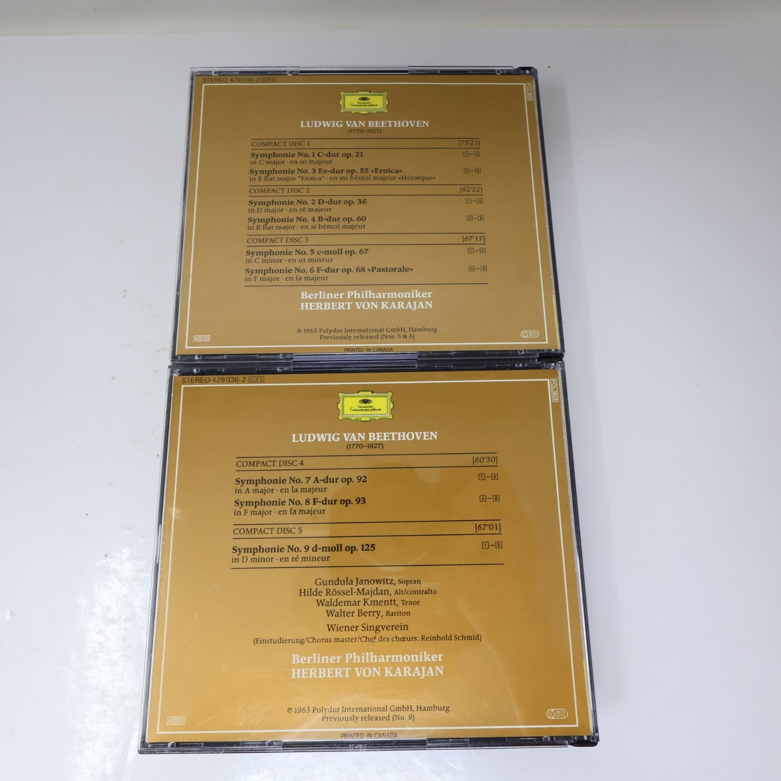 Beethoven Karajan #1-2 Symphonies 1-9 Lot 2 CD Boxset Deutshe Grammophon Tested