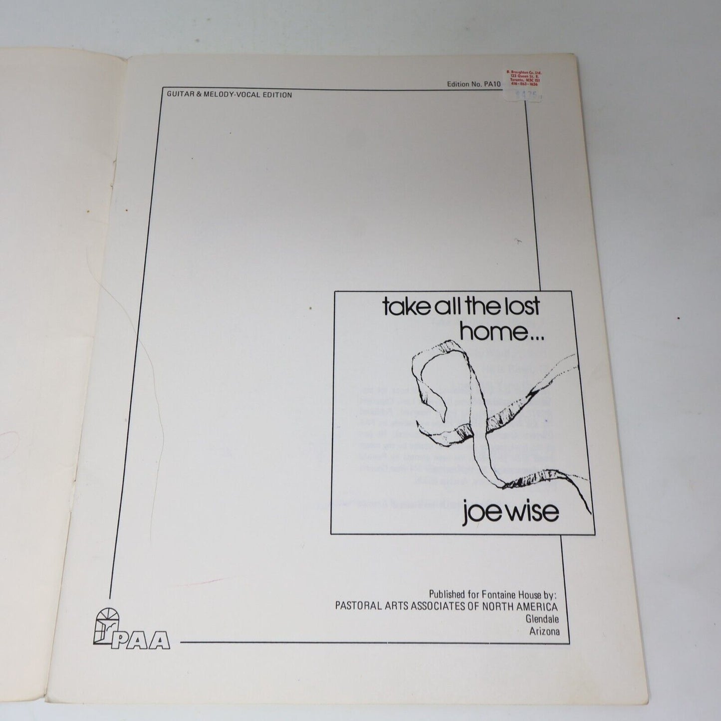 1977 Take All the Lost Home by Joe Wise Catholic Music Songbook Religious Sheet