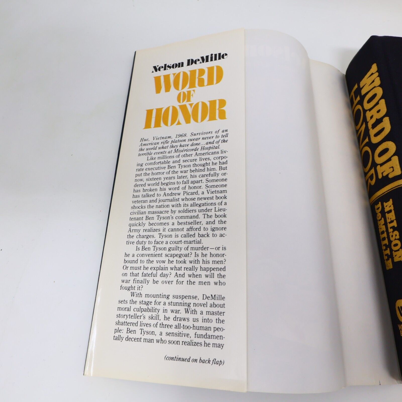 1985 Word of Honor Nelson Demille 2nd Print Warner Books Hardcover HC Mystery DJ